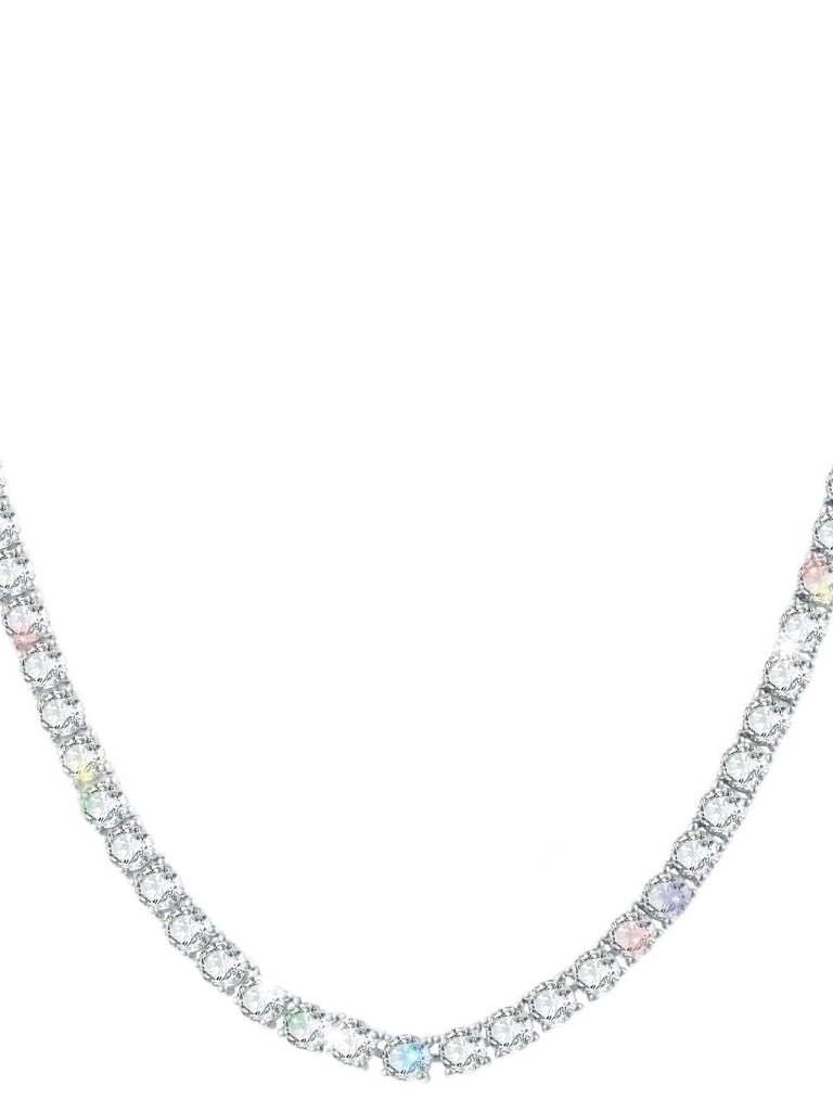 15in Moissanite Tennis Necklaces 3-4mm Diamond Tennis Necklace 18k White Gold Pl